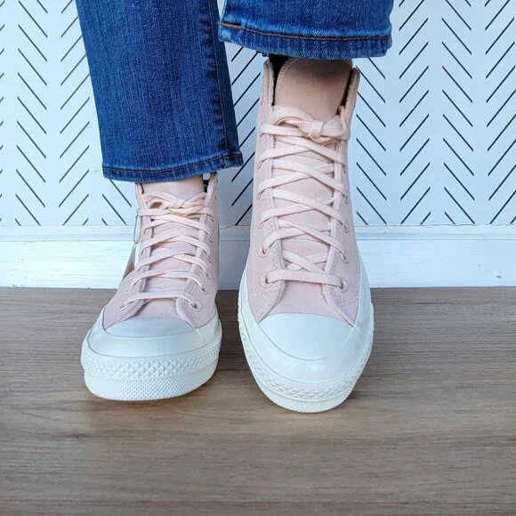 ❤️Converse Chuck 70 Hi Suede Pebble Pink Size 8.5 Women's Shoes Sneakers A07901C